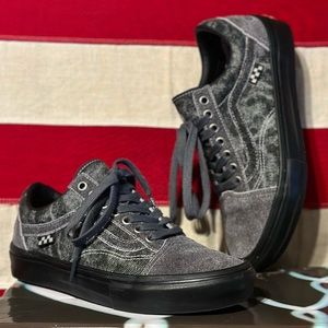 Vans Blue Suede Shoes Sneakers Quasi Asphalt Skate Old Skoo Grey Denim 6.5